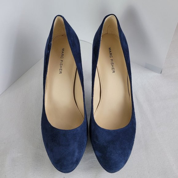 Marc Fisher Sydney Platform Heels Pumps Women's Blue Suede US Size 8.5M - Picture 3 of 7